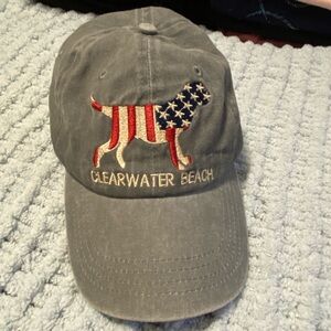 Clearwater Beach American Flag Dog Baseball Hat